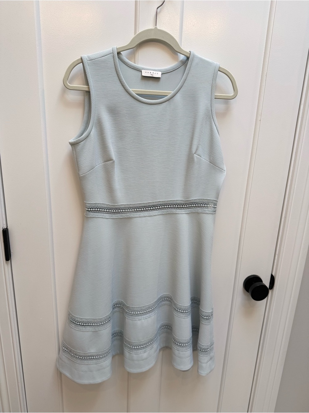 Sandro light blue dress with lace detail